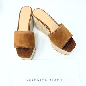 Veronica Beard Brown Suede Gable Espadrille Platform Wedge Sandal-Size 9